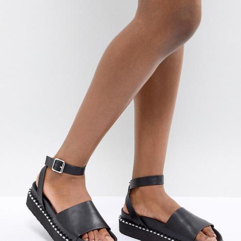 Womens ASOS FEBE Black Chunky Studded Faux Leather